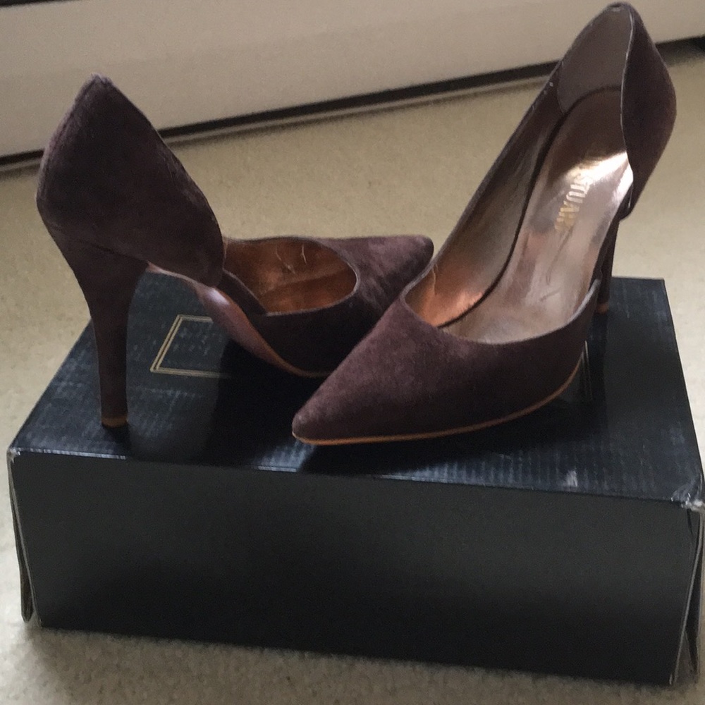 Genuine leather Brown Suede Heels